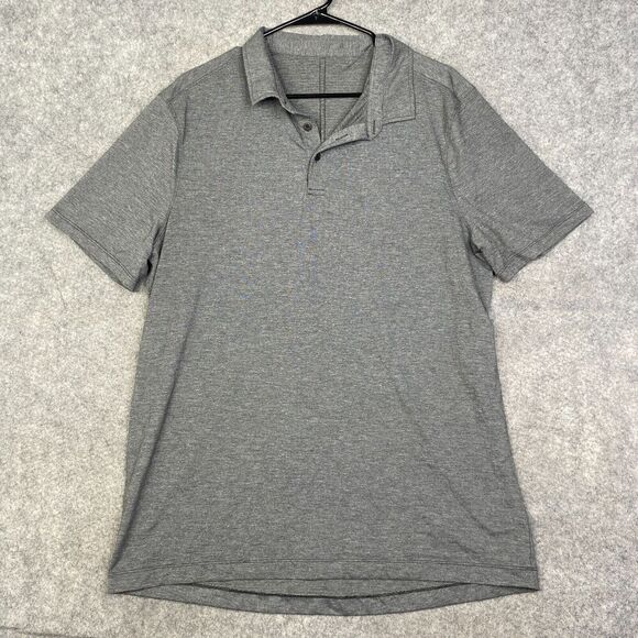 Lululemon Shirt Mens Gray Performance Golf Polo Stretch Short Sleeve Heather - Picture 1 of 10